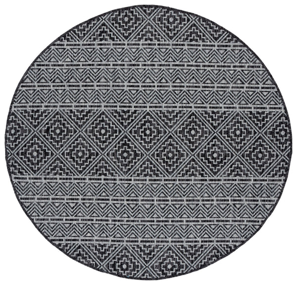 Safavieh Courtyard Contemporary Geometric Area Rug For Indoor/Outdoor Elegance - Durable & Stylish Design Black ,Grey 88% Polypropylene,12% Polyester Cy8787-37621-4r