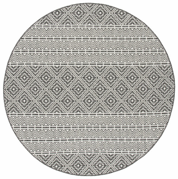 Safavieh Courtyard Contemporary Geometric Area Rug For Indoor/Outdoor Elegance - Durable & Stylish Design Black ,Grey 88% Polypropylene,12% Polyester Cy8787-37621-4r