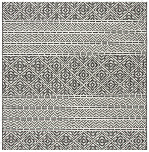 Safavieh Courtyard Contemporary Geometric Area Rug For Indoor/Outdoor Elegance - Durable & Stylish Design Black ,Grey 88% Polypropylene,12% Polyester Cy8787-37621-4r