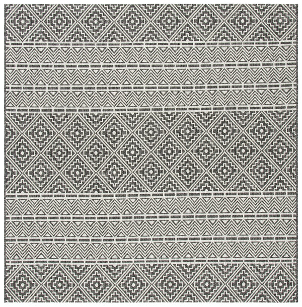 Safavieh Courtyard Contemporary Geometric Area Rug For Indoor/Outdoor Elegance - Durable & Stylish Design Black ,Grey 88% Polypropylene,12% Polyester Cy8787-37621-4r