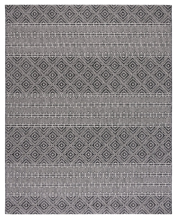 Safavieh Courtyard Contemporary Geometric Area Rug For Indoor/Outdoor Elegance - Durable & Stylish Design Black ,Grey 88% Polypropylene,12% Polyester Cy8787-37621-4r
