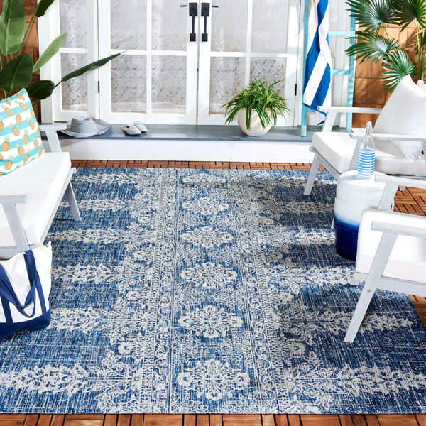 Safavieh Courtyard Navy/Grey Area Rug - Timeless Elegance With Luxurious Patterns For Indoor & Outdoor Spaces Navy ,Grey 88% Polypropylene,12% Polyester Cy8796-36821-5