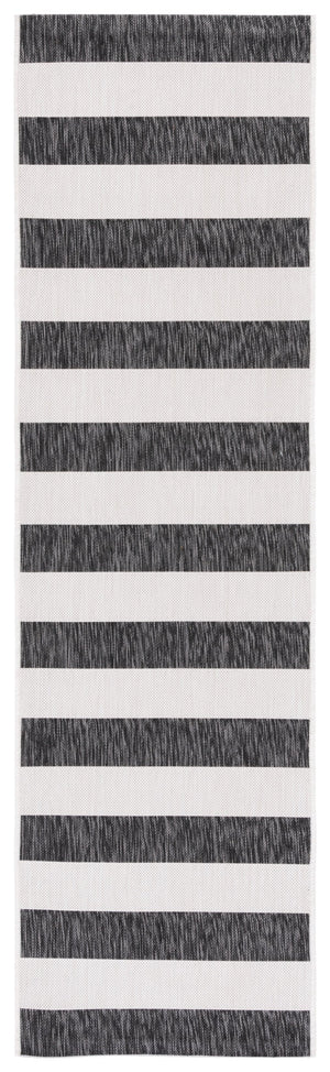 Safavieh Courtyard Modern Ivory And Black Striped Runner Rug — Low Profile, Durable Power-Loomed Hallway Accent 2'-3" x 10'-0" CY8812-53712-210