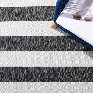 Safavieh Courtyard Elegant Striped Area Rug – Chic Design For Indoor & Outdoor Use, Durable And Stylish Décor Ivory ,Black 88% Polypropylene,12% Polyester Cy8812-53712-9