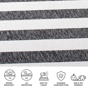 Safavieh Courtyard Elegant Striped Area Rug – Chic Design For Indoor & Outdoor Use, Durable And Stylish Décor Ivory ,Black 88% Polypropylene,12% Polyester Cy8812-53712-9