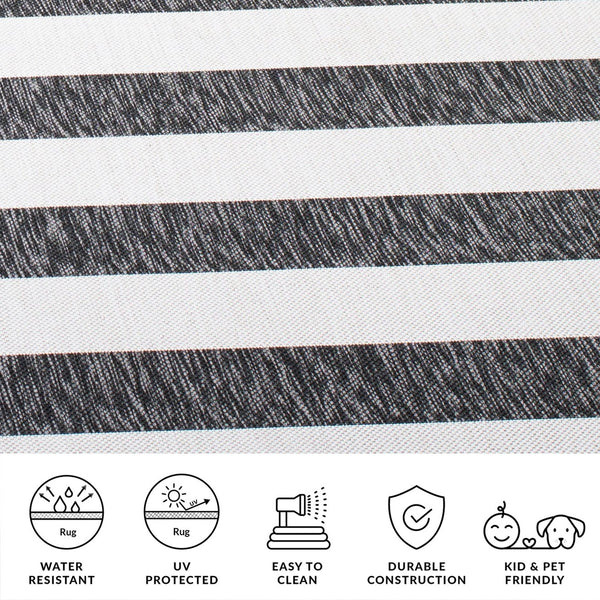 Safavieh Courtyard Elegant Striped Area Rug – Chic Design For Indoor & Outdoor Use, Durable And Stylish Décor Ivory ,Black 88% Polypropylene,12% Polyester Cy8812-53712-9