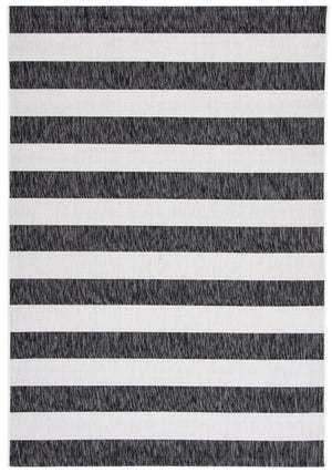 Safavieh Courtyard Modern Striped Area Rug - Elegant Turkish Design For Chic Home Decor & Comfort Upgrade Ivory ,Black 88% Polypropylene,12% Polyester Cy8812-53712-5r