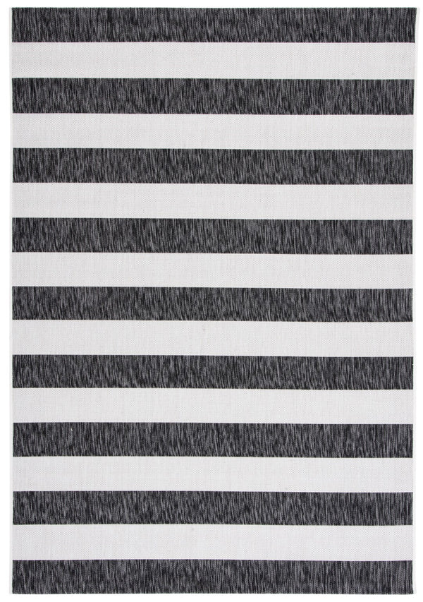 Safavieh Courtyard Modern Striped Area Rug - Elegant Turkish Design For Chic Home Decor & Comfort Upgrade Ivory ,Black 88% Polypropylene,12% Polyester Cy8812-53712-5r
