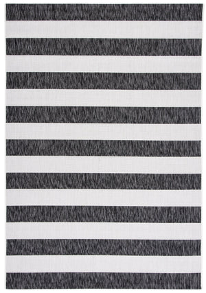 Safavieh Courtyard Modern Ivory And Black Striped Runner Rug — Low Profile, Durable Power-Loomed Hallway Accent 2'-3" x 10'-0" CY8812-53712-210