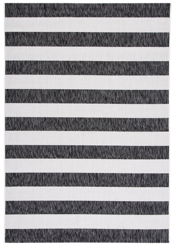 Safavieh Courtyard Modern Ivory And Black Striped Runner Rug — Low Profile, Durable Power-Loomed Hallway Accent 2'-3" x 10'-0" CY8812-53712-210