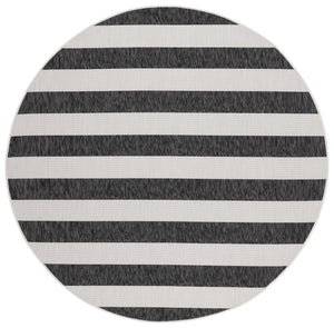 Safavieh Courtyard Modern Ivory And Black Striped Runner Rug — Low Profile, Durable Power-Loomed Hallway Accent 2'-3" x 10'-0" CY8812-53712-210