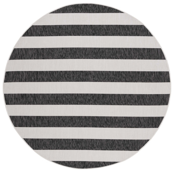 Safavieh Courtyard Modern Ivory And Black Striped Runner Rug — Low Profile, Durable Power-Loomed Hallway Accent 2'-3" x 10'-0" CY8812-53712-210