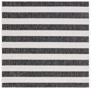 Safavieh Courtyard Modern Ivory And Black Striped Runner Rug — Low Profile, Durable Power-Loomed Hallway Accent 2'-3" x 10'-0" CY8812-53712-210