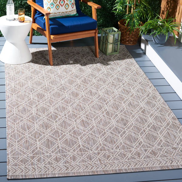 Safavieh Courtyard Geometric Indoor/Outdoor Area Rug - Elegant, Durable, Modern Design For Any Space Ivory ,Beige Grey 88% Polypropylene,12% Polyester Cy8822-59121-810