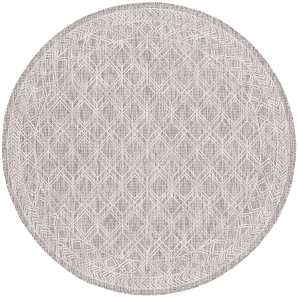 Safavieh Courtyard 8822 Power Loomed Indoor / Outdoor Rug Ivory / Beige Grey 6'-7" x 6'-7" Round