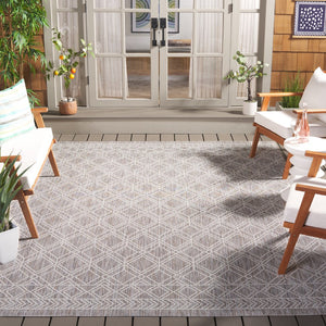 Safavieh Courtyard Geometric Indoor/Outdoor Area Rug - Elegant, Durable, Modern Design For Any Space Ivory ,Beige Grey 88% Polypropylene,12% Polyester Cy8822-59121-810