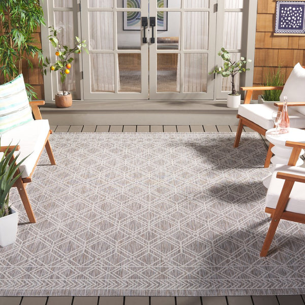 Safavieh Courtyard Geometric Indoor/Outdoor Area Rug - Elegant, Durable, Modern Design For Any Space Ivory ,Beige Grey 88% Polypropylene,12% Polyester Cy8822-59121-810
