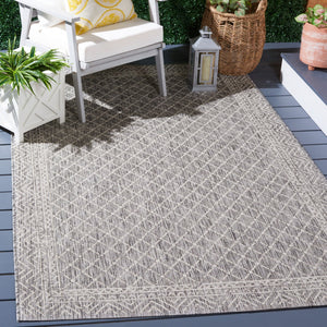 Safavieh Courtyard Stylish Geometric Area Rug – Durable, Soft, Oeko-tex Certified For Indoor & Outdoor Spaces Light Grey ,Dark Grey 88% Polypropylene,12% Polyester Cy8943-59021-810