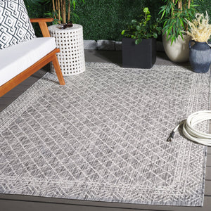 Safavieh Courtyard Stylish Geometric Area Rug – Durable, Soft, Oeko-tex Certified For Indoor & Outdoor Spaces Light Grey ,Dark Grey 88% Polypropylene,12% Polyester Cy8943-59021-810