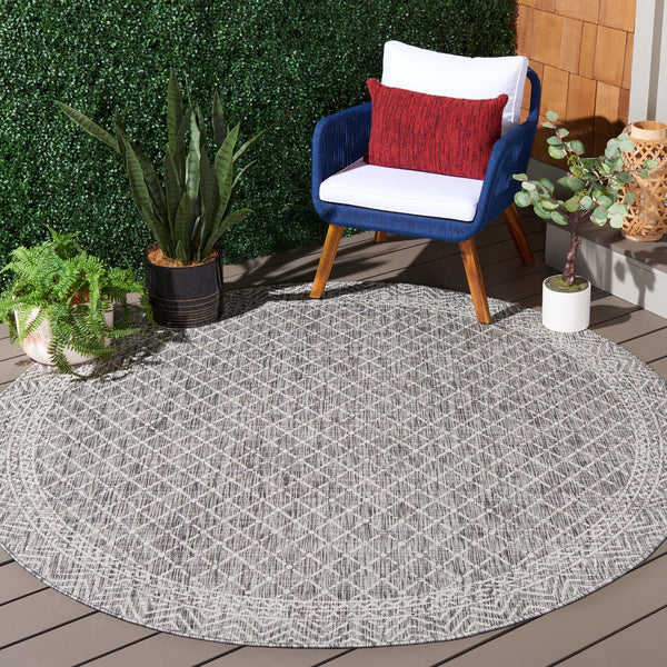 Safavieh Courtyard Stylish Geometric Area Rug – Durable, Soft, Oeko-tex Certified For Indoor & Outdoor Spaces Light Grey ,Dark Grey 88% Polypropylene,12% Polyester Cy8943-59021-810