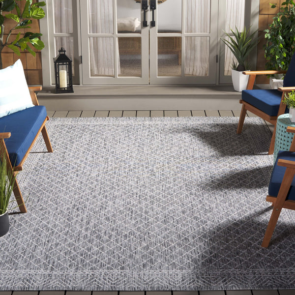 Safavieh Courtyard Stylish Geometric Area Rug – Durable, Soft, Oeko-tex Certified For Indoor & Outdoor Spaces Light Grey ,Dark Grey 88% Polypropylene,12% Polyester Cy8943-59021-810