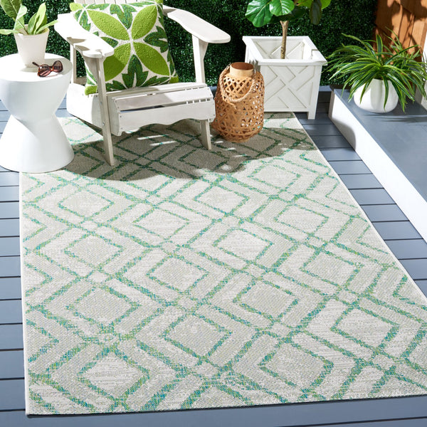 Safavieh Courtyard Elegant Geometric Area Rug - Durable, Soft, And Chic Indoor/Outdoor Decor For Any Space Ivory ,Green 88% Polypropylene,12% Polyester Cy8951-55712-28