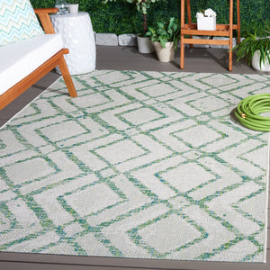 Safavieh Courtyard Elegant Geometric Area Rug - Durable, Soft, And Chic Indoor/Outdoor Decor For Any Space Ivory ,Green 88% Polypropylene,12% Polyester Cy8951-55712-28