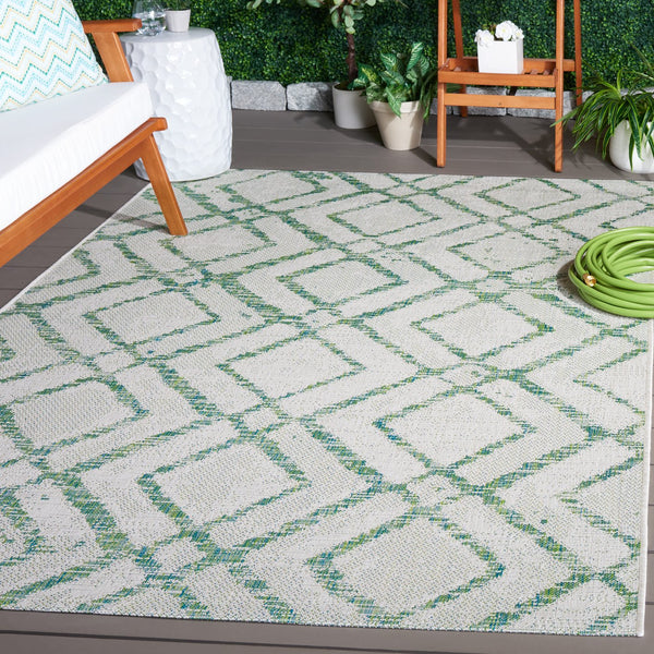 Safavieh Courtyard Elegant Geometric Area Rug - Durable, Soft, And Chic Indoor/Outdoor Decor For Any Space Ivory ,Green 88% Polypropylene,12% Polyester Cy8951-55712-28