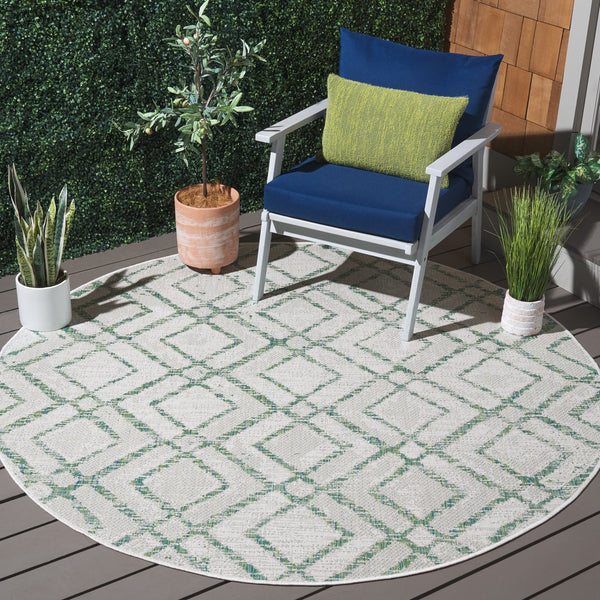 Safavieh Courtyard Elegant Geometric Area Rug - Durable, Soft, And Chic Indoor/Outdoor Decor For Any Space Ivory ,Green 88% Polypropylene,12% Polyester Cy8951-55712-28