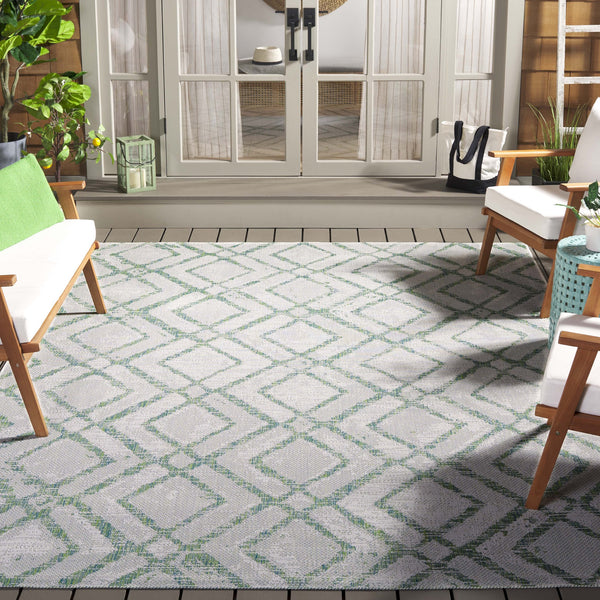 Safavieh Courtyard Elegant Geometric Area Rug - Durable, Soft, And Chic Indoor/Outdoor Decor For Any Space Ivory ,Green 88% Polypropylene,12% Polyester Cy8951-55712-28