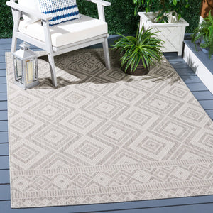 Safavieh Courtyard Exquisite Geometric Area Rug - Durable Power Loomed Design For Indoor & Outdoor Spaces Ivory ,Light Grey 88% Polypropylene,12% Polyester Cy8998-55321-4