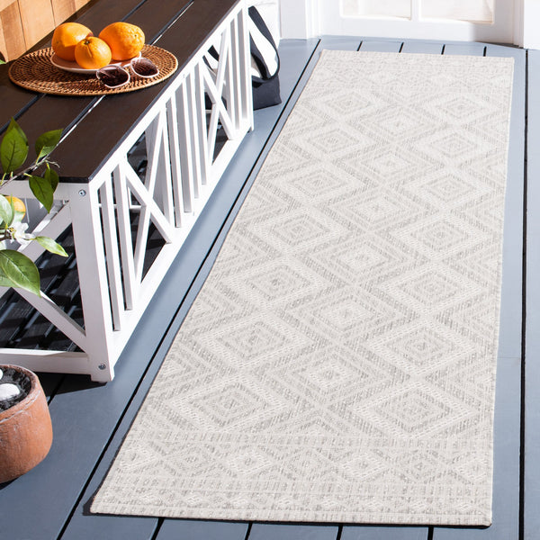Safavieh Courtyard Exquisite Geometric Area Rug - Durable Power Loomed Design For Indoor & Outdoor Spaces Ivory ,Light Grey 88% Polypropylene,12% Polyester Cy8998-55321-4