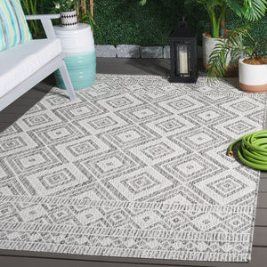 Safavieh Courtyard Exquisite Geometric Area Rug - Durable Power Loomed Design For Indoor & Outdoor Spaces Ivory ,Light Grey 88% Polypropylene,12% Polyester Cy8998-55321-4