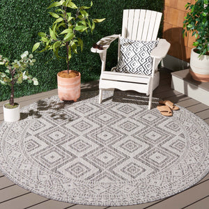 Safavieh Courtyard Exquisite Geometric Area Rug - Durable Power Loomed Design For Indoor & Outdoor Spaces Ivory ,Light Grey 88% Polypropylene,12% Polyester Cy8998-55321-4