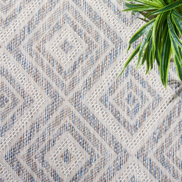 Safavieh Courtyard Exquisite Geometric Area Rug - Durable Power Loomed Design For Indoor & Outdoor Spaces Ivory ,Light Grey 88% Polypropylene,12% Polyester Cy8998-55321-4