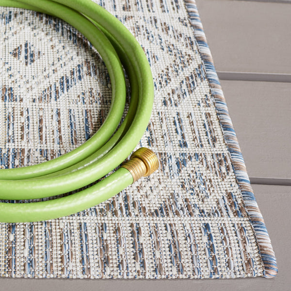 Safavieh Courtyard Exquisite Geometric Area Rug - Durable Power Loomed Design For Indoor & Outdoor Spaces Ivory ,Light Grey 88% Polypropylene,12% Polyester Cy8998-55321-4