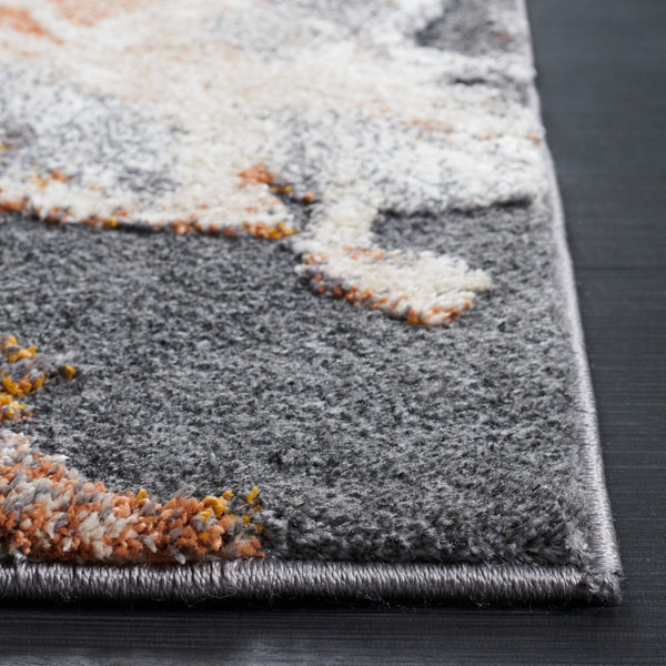 Safavieh Cyrus Luxe Shag Area Rug – Plush Soft Texture In Bold Dark Grey And Vibrant Orange For Stylish Spaces Dark Grey ,Orange Polpropylene + Polyester Shrink Cyr121h-3r
