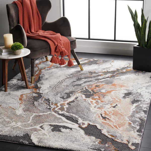 Safavieh Cyrus Luxe Shag Area Rug – Plush Soft Texture In Bold Dark Grey And Vibrant Orange For Stylish Spaces Dark Grey ,Orange Polpropylene + Polyester Shrink Cyr121h-3r