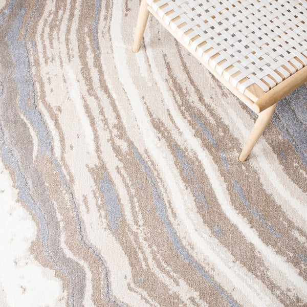 Safavieh Cyrus Shag Plush Polypropylene Area Rug in Neutral Ivory Grey for Modern Interiors CYR126A-3