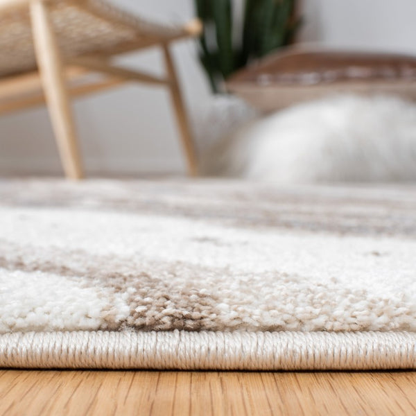 Safavieh Cyrus Shag Plush Polypropylene Area Rug in Neutral Ivory Grey for Modern Interiors CYR126A-3