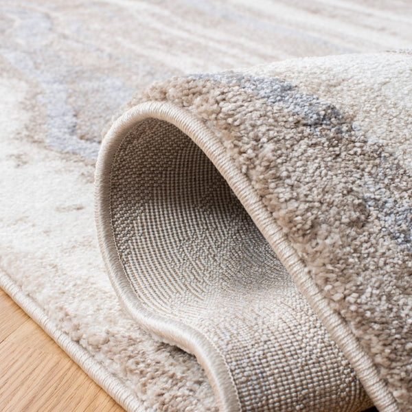 Safavieh Cyrus Shag Plush Polypropylene Area Rug in Neutral Ivory Grey for Modern Interiors CYR126A-3