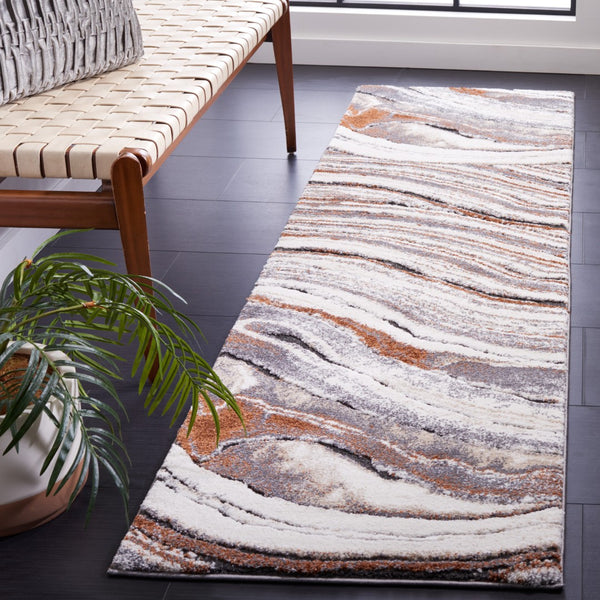 Safavieh Cyrus Modern Style Area Rug - Contemporary Power Loomed Design For Elegant Home Décor Upgrade Grey ,Rust Polpropylene + Polyester Shrink Cyr134f-27