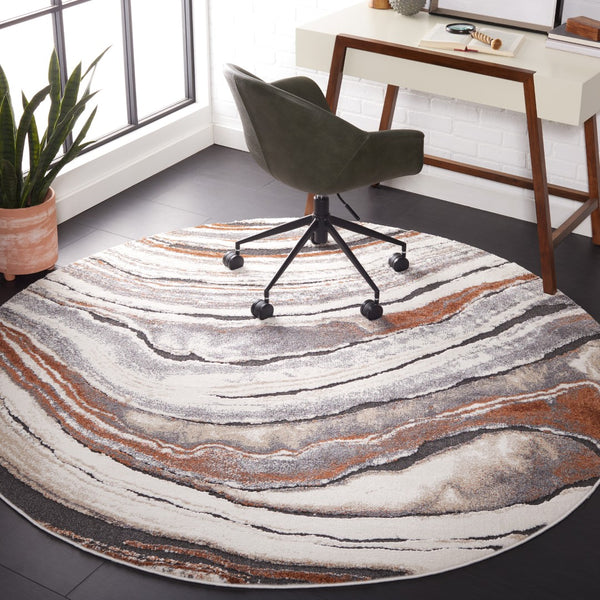 Safavieh Cyrus Modern Style Area Rug - Contemporary Power Loomed Design For Elegant Home Décor Upgrade Grey ,Rust Polpropylene + Polyester Shrink Cyr134f-27