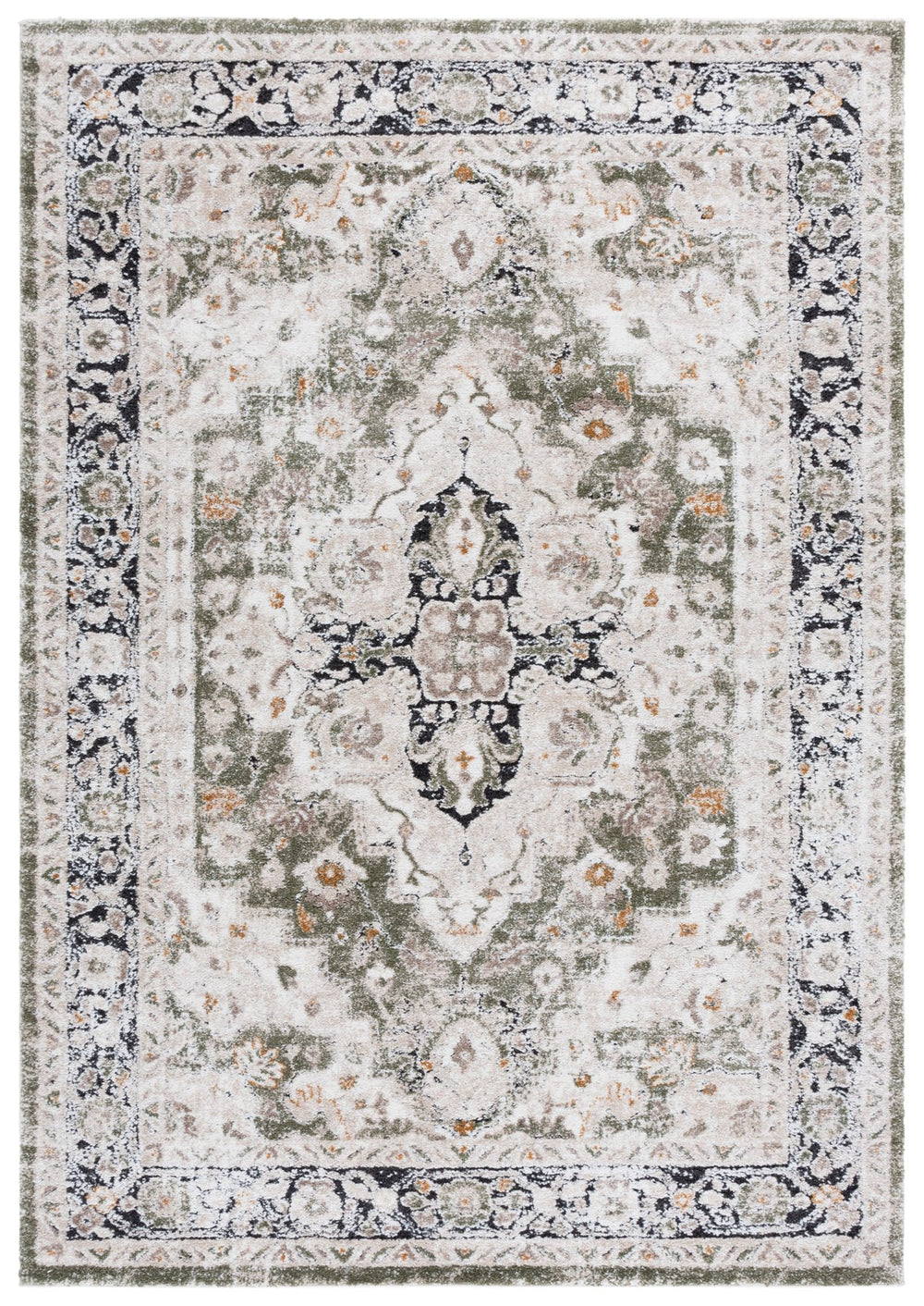 Safavieh Cyrus Elegant Ivory & Green Area Rug - Plush 5'5"X7'6" Shag Design, Durable, Stain Resistant, Made In Turkey Ivory ,Green Polpropylene + Polyester Shrink Cyr172a-5