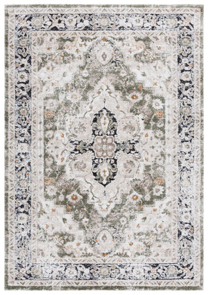 Safavieh Cyrus Elegant Ivory & Green Area Rug - Plush 5'5"X7'6" Shag Design, Durable, Stain Resistant, Made In Turkey Ivory ,Green Polpropylene + Polyester Shrink Cyr172a-5