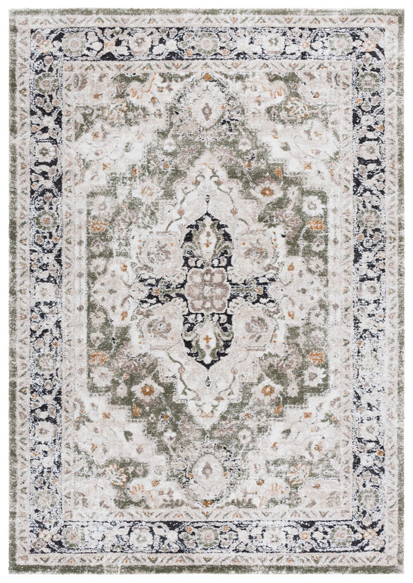 Safavieh Cyrus Elegant Ivory & Green Area Rug - Plush 5'5"X7'6" Shag Design, Durable, Stain Resistant, Made In Turkey Ivory ,Green Polpropylene + Polyester Shrink Cyr172a-5