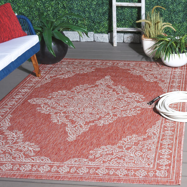 Safavieh Resort Power-loomed Area Rug With Timeless Flora Motifs For Luxurious Living Spaces And Style Red ,Beige 85.4% Polypropylene,10.4% Polyester,4.2% Latex Cys2362-36521-5