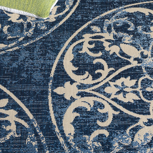 Safavieh Resort Power-loomed Area Rug With Timeless Flora Motifs For Luxurious Living Spaces And Style Navy Blue ,Beige 85.4% Polypropylene,10.4% Polyester,4.2% Latex Cys3357-25821-5