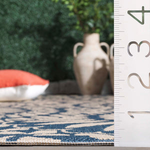 Safavieh Courtyard Exquisite Area Rug - Elegant Medium Rectangle For Indoor & Outdoor Spaces, Oeko-tex Certified Blue ,Beige 85.4% Polypropylene,10.4% Polyester,4.2% Latex Cys6001-233-5176