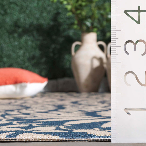 Safavieh Courtyard Exquisite Area Rug - Elegant Medium Rectangle For Indoor & Outdoor Spaces, Oeko-tex Certified Blue ,Beige 85.4% Polypropylene,10.4% Polyester,4.2% Latex Cys6001-233-5176